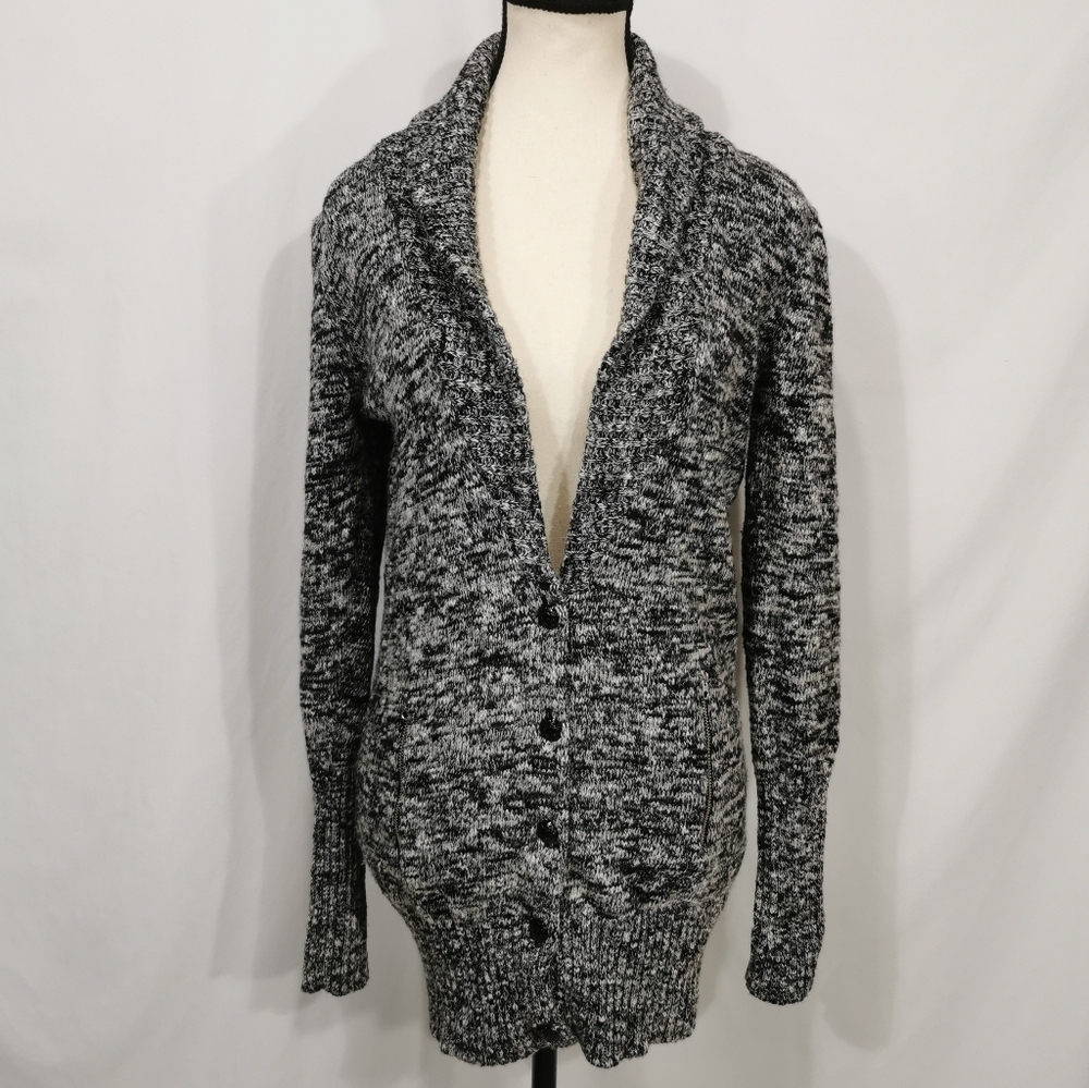 J Crew Merino Blend Boyfriend Cardigan Black/White Sz M Open To Offers